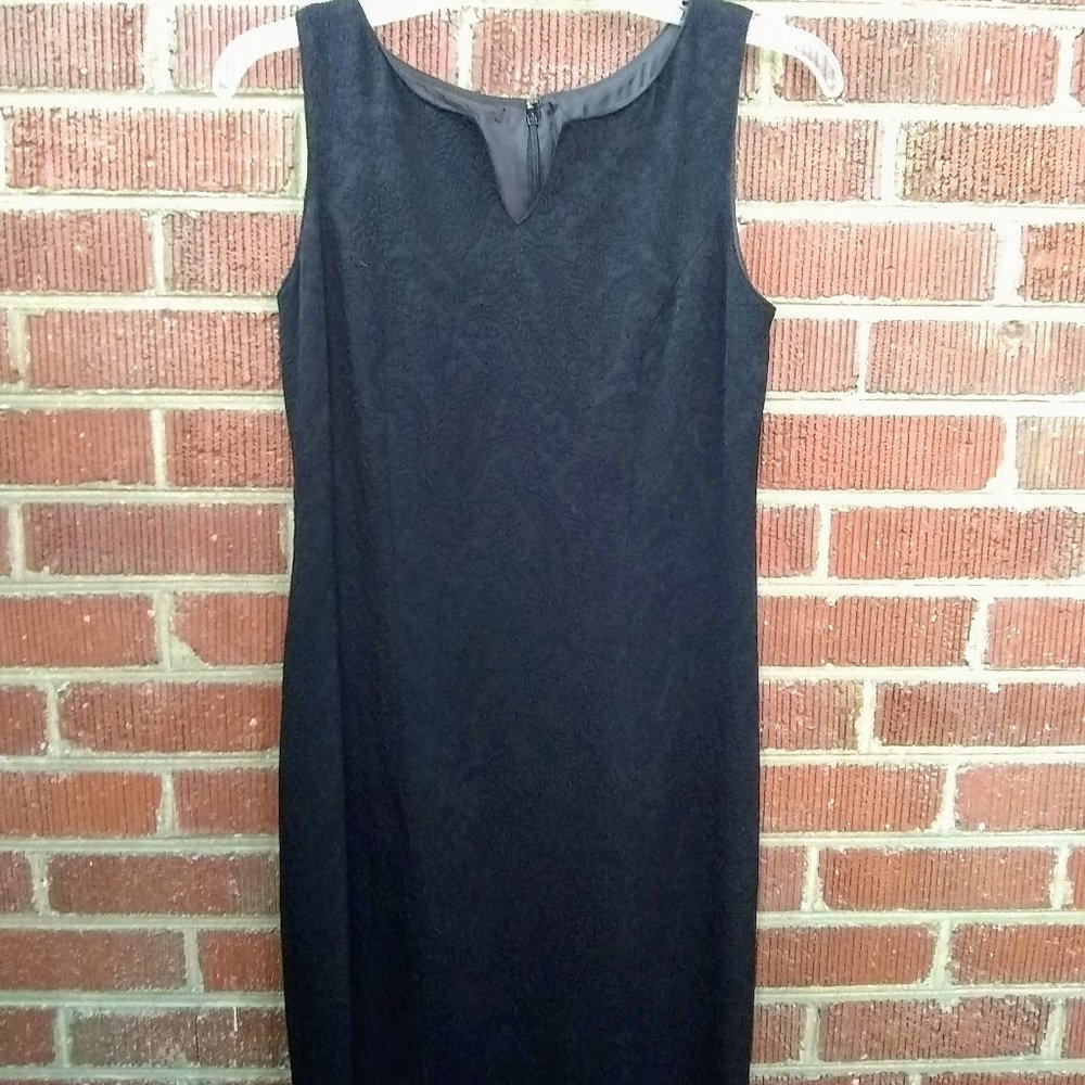 Carole Little Sleeveless Black Jacquard Cocktail Sheath